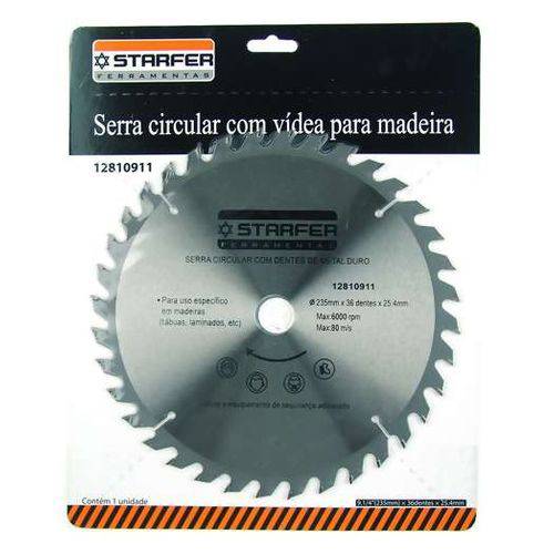 Disco de Serra Circular 9.1/4 Pol X 25mm C/ 36 Dentes Ref. 12810911