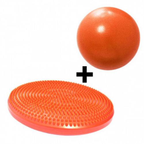 Disco Inflavel Equilibrio + 1 Overball para Pilates 25cm Alaranjanda Liveup