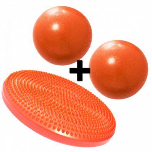Disco Inflavel Equilibrio + 2 Overball para Pilates 25cm Laranja Liveup