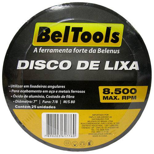 Disco Lixa Ferro 4.1/2x7x8 G50 Beltools Kit 25 Unidades