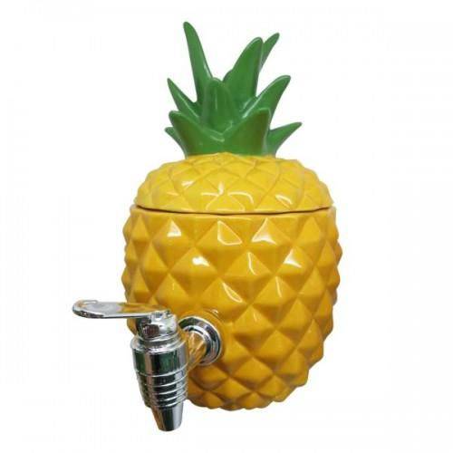 Dispenser Ceramica Pineapple Amarelo 16,8 X 16,8 X 27 Cm - 1800ml