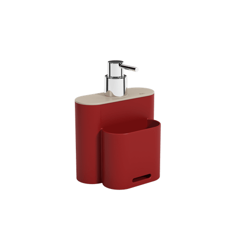 Dispenser Flat 500 Ml 9 X 13 X 16,5 Cm Vermelho Bold e Light Gray Coza