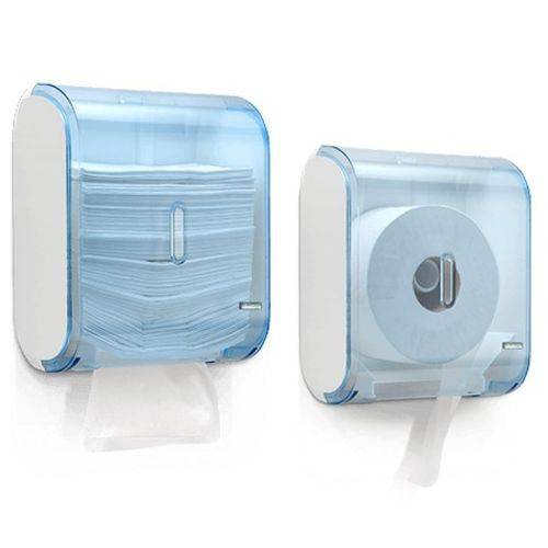 Dispenser Múltiplo para Papel Toalha Interfolha ou Higiênico Rolão Urban Glass Azul - Premisse