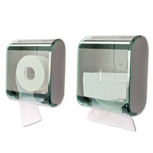 Dispenser Papel Toalha + Higiênico + Sabonete Urban Glass Verde