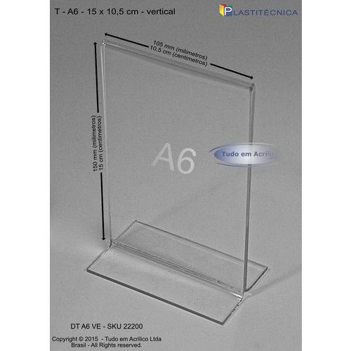 Display ou Porta Folha T em Acrílico A6 (10x15cm) Vertical