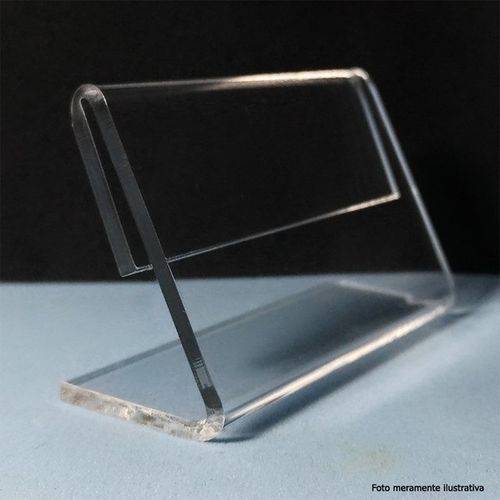 Display Porta Etiqueta de Preço em Acrílico Cristal Modelo L 3,5 Cm X 6,5 Cm