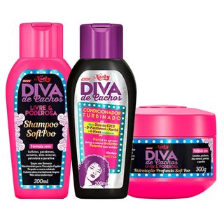 Diva de Cachos Soft Poo Niely - Shampoo + Condicionador + Tratamento Kit