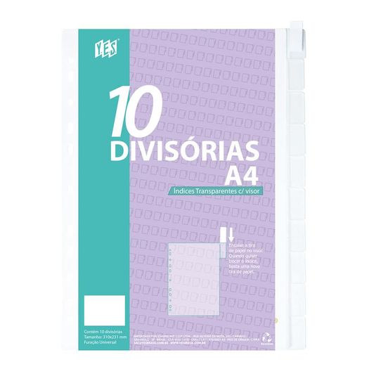 Divisória Fichario A4 10div Transparente 10intba Yes