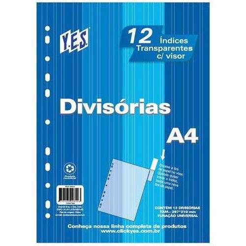 Divisoria Yes C/ Visor - Transparente A4 012 Div Cristal 12INTBA SOR
