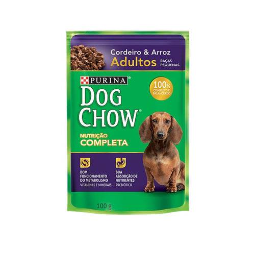 Kit 4 Cx Dog Chow Cães Adultos Cordeiro Arroz 100g 60un