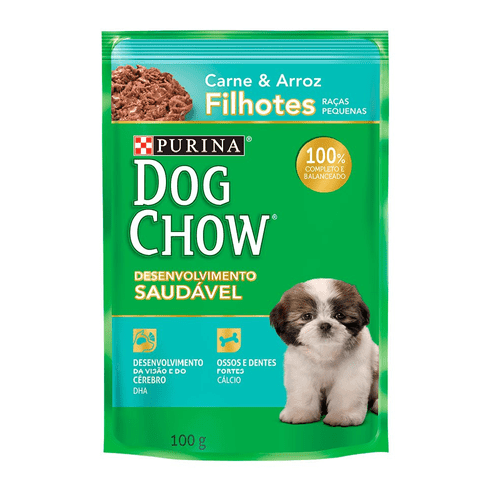 Dog Chow Sachê Filhotes Raças Pequenas Carne e Arroz 100g