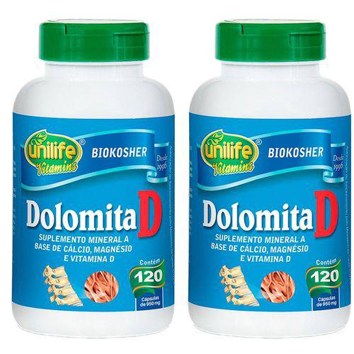Dolomita com Vitamina D - 2un de 60 Cápsulas - Unilife