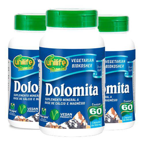 Dolomita com Vitamina D - 3x 60 Cápsulas - Unilife