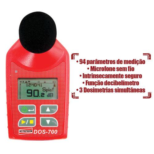 Dosímetro de Ruido Decibelímetro Sonometro Audiodosímetro Sem Certificado Dos-700 Instrutherm