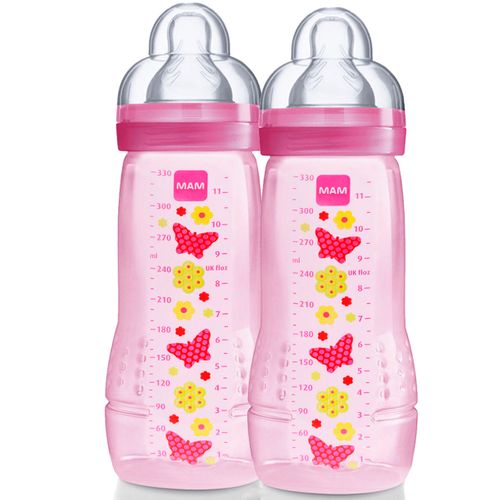 Double Pack: 2 Mamadeiras Fashion Bottle (330ml) Girls (4m+) - MAM