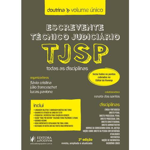 Doutrina Volume Único - Escrevente Técnico Judiciário - Tj-Sp (Todas as Disciplinas) (2018)