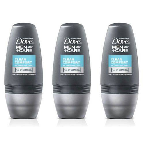 Dove Clean Comfort Desodorante Rollon Masculino 50ml (kit C/03)
