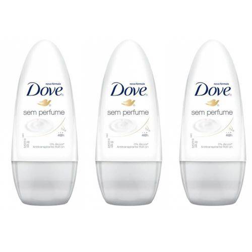 Dove S/ Perfume Desodorante Rollon Feminino 50ml (kit C/03)