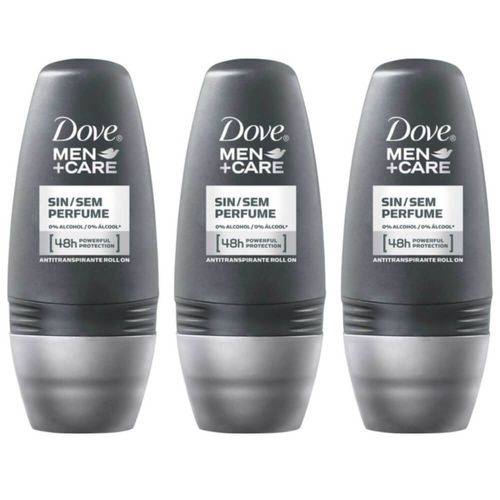 Dove S/ Perfume Desodorante Rollon Masculino 50ml (kit C/03)