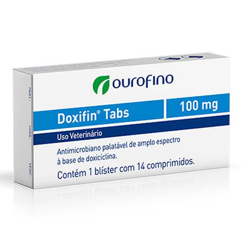 Doxifin Tabs 100mg - Ouro Fino - ANTIBIÓTICO e Anti-INFLAMATÓRIO - 14 Comprimidos