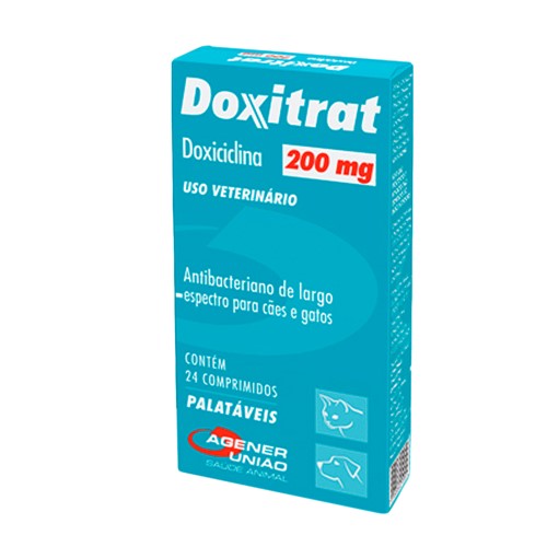 Doxitrat 200mg para Cães e Gatos Uso Veterinário com 24 Comprimidos