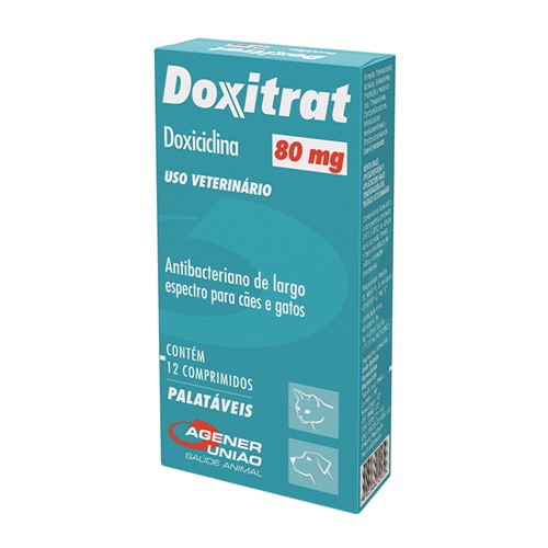 Doxitrat 80mg para Cães e Gatos Uso Veterinário com 12 Comprimidos