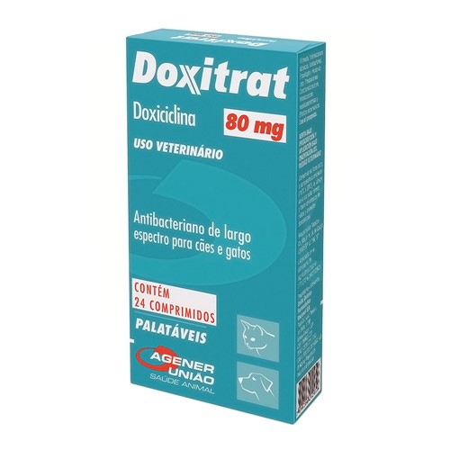 Doxitrat 80mg para Cães e Gatos Uso Veterinário com 24 Comprimidos