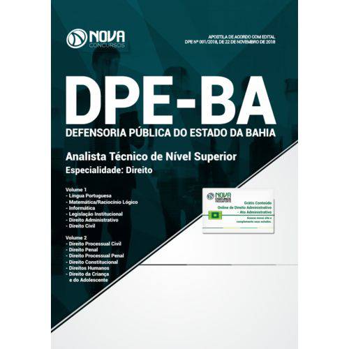 Dpe-ba 2018 - Analista Técnico de Nível Superior - Direito