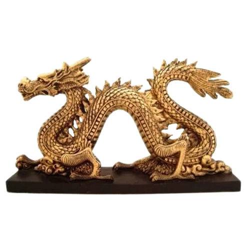 Dragão Chinês Serpente Kung Dourado Base Estátua Decoração