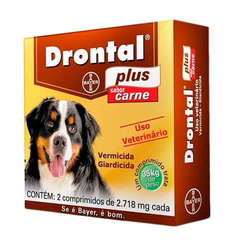 Drontal Plus 2.718mg Carne Vermicida para Cães Uso Veterinário com 2 Comprimidos
