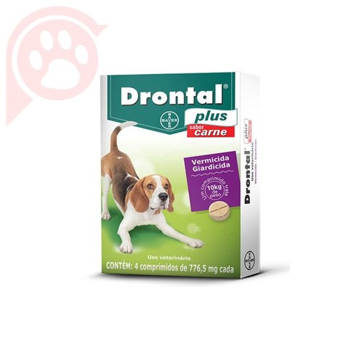 Drontal Plus 776mg (10kg) Sabor Carne - 4 Comprimidos