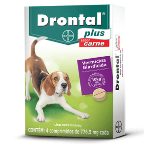 DRONTAL PLUS - para Cães Até 10kg Cx com 4 Comprimidos Sabor Carne