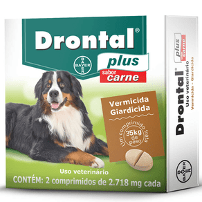DRONTAL PLUS - para Cães com Mais de 35kg Cx com 2 Comprimidos Sabor Carne 2.718mg
