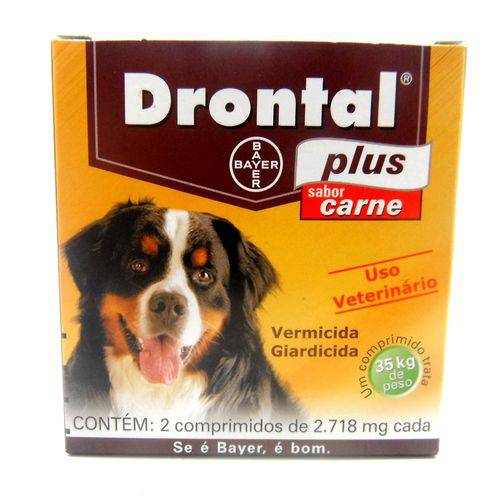 Drontal Plus Sabor Carne Cães Até de 35kg 2 Comprimidos
