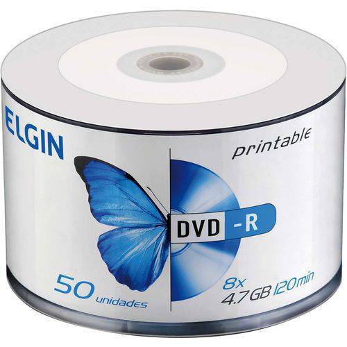 Dvd Gravavel Printable Dvd-r 4.7gb/120min/8x Elgin Tubo-50