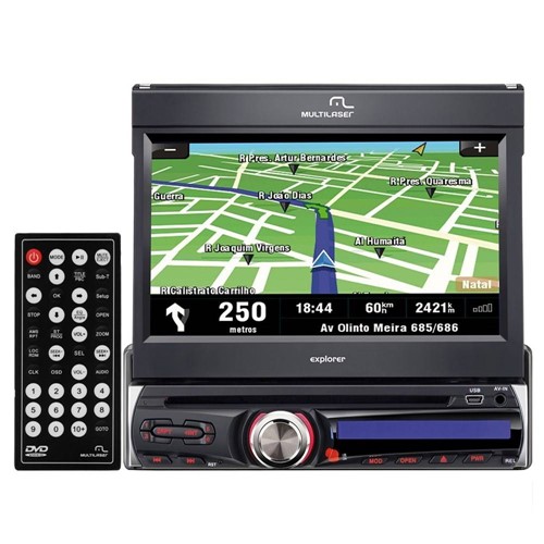 Dvd Player Automotivo Multilaser Retrátil com Gps e Tv Digital Explorer - Tela 7 Touch Screen - Usb