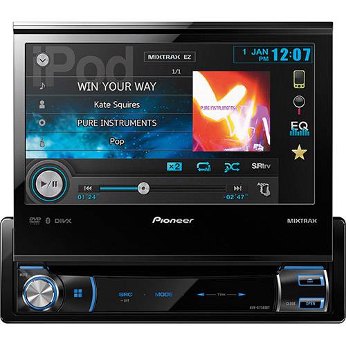Dvd Player Automotivo Pioneer AVH-X7580BT Tela 7" - Bluetooth, 3 Saídas RCA, Entradas USB, AUX e Entrada para Câmera de Ré