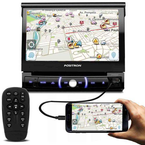 Dvd Player Automotivo Pósitron Sp6330bt 1 Din 7" Retrátil Bluetooth Touch Espelhamento Usb Sd Mp3