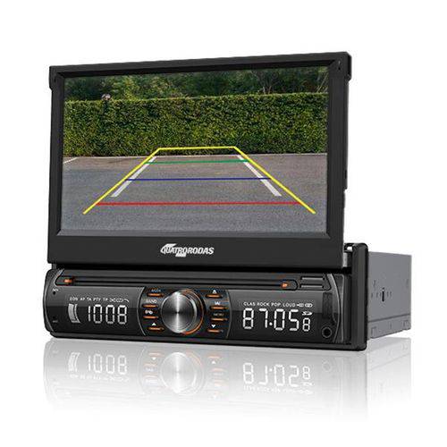 DVD Player Automotivo Quatro Rodas Bluetooth Tela 7 Retrátil com Câmera de Ré - MTC6618