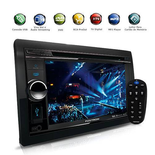 DVD Player 2Din com Tv Digital Bluetooth USB GPS Integrado 6.2´´