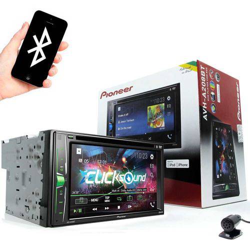 DVD Player Pioneer AVH-A208BT 2 Din Tela 6.2" Entrada USB Traseira e Bluetooth