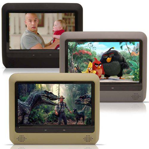 DVD Player Tela para Encosto de Cabeca 9 Polegadas LCD Cinza