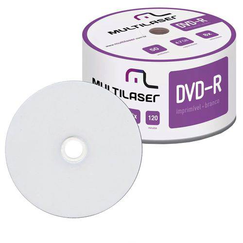 DVD-R 4.7Gb Disco Imprimível com 50 Mídias DV052 Multilaser