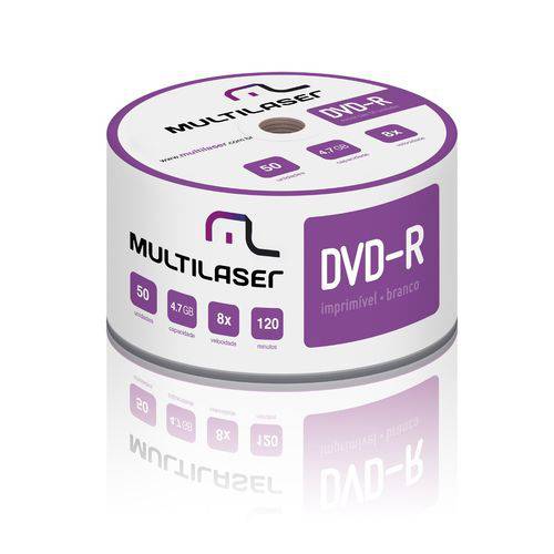 DVD-R Imprimível 4.7GB 8x Shrink com 50 Unid Multilaser