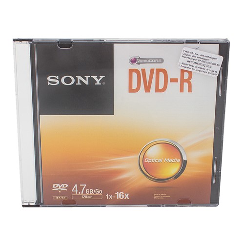 Dvd-R Sony 4.7Gb 16x 120 Minutos 1 Unidade