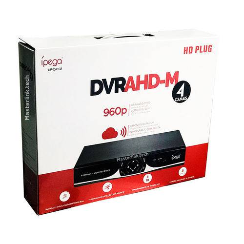 DVR AHD 4 CANAIS Compatível com Câmeras AHD, IP, TVI e Analógicas KP-CA102 Ípega