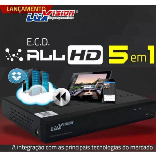 Dvr Stand Alone All HD 5 em 1 Luxvision Ecd 04 Canais - Ahd / Hdtvi / Hdcvi / Ip / Analógico - Lvdvr9804