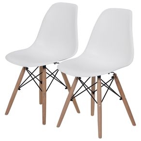 Eames Wood Kit C/2 Cadeiras Natural/branco
