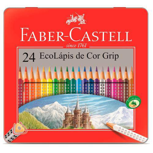 Ecolápis de Cor Grip - Faber-Castell Estojo Lata com 24 Cores - Ref 121024lt