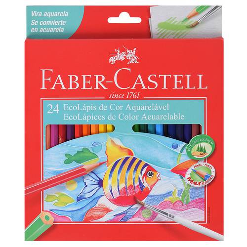 EcoLápis de Cor Sextavado Aquarelável Estojo com 24 Cores - Faber Castell